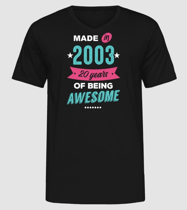 Made in 2003 model negru pe tricou