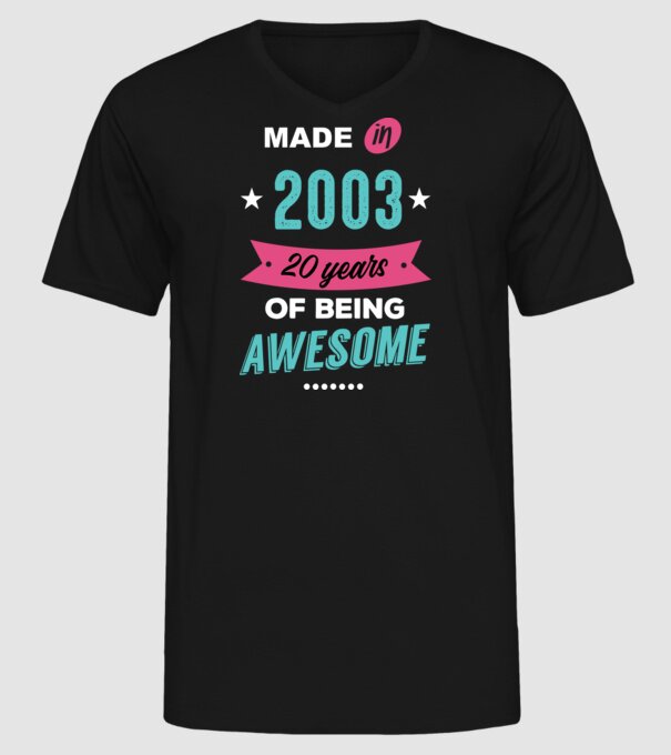 MADE IN 2003 model negru pe tricou