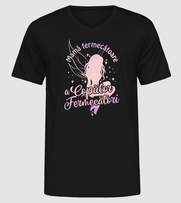 Mamă fermecătoare a copiilor fermecători model negru pe tricou