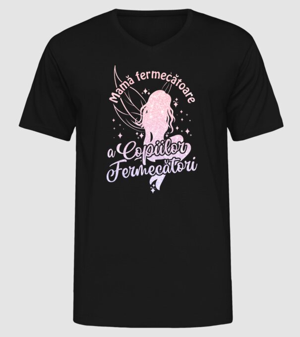 Mamă fermecătoare a copiilor fermecători model negru pe tricou