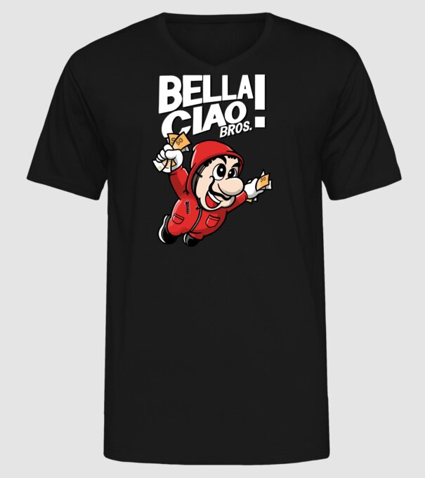 mario la casa de papel model negru pe tricou
