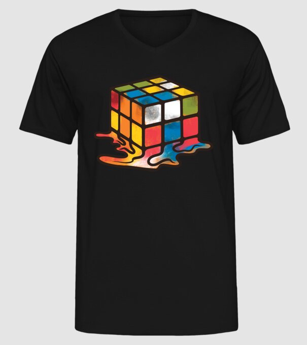 Melted Rubik model negru pe tricou