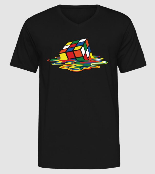 Melting Rubik model negru pe tricou