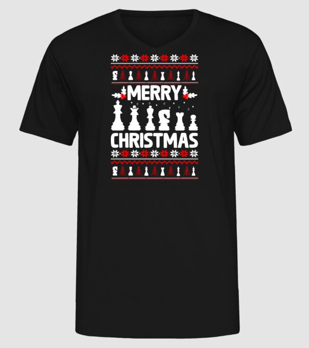 merry chessmass 2 model negru pe tricou