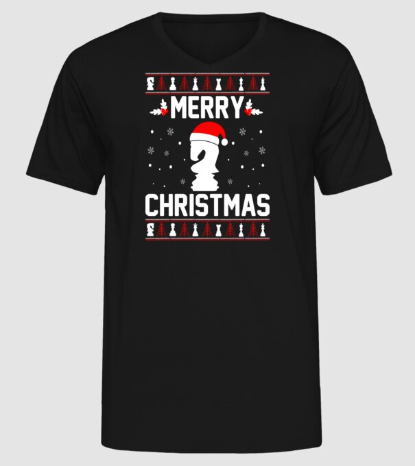 merry chessmass 3 model negru pe tricou