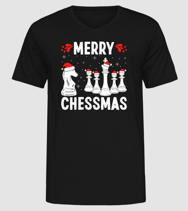 merry chessmass model negru pe tricou