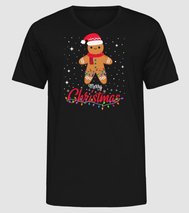 Merry christmas cookie model negru pe tricou