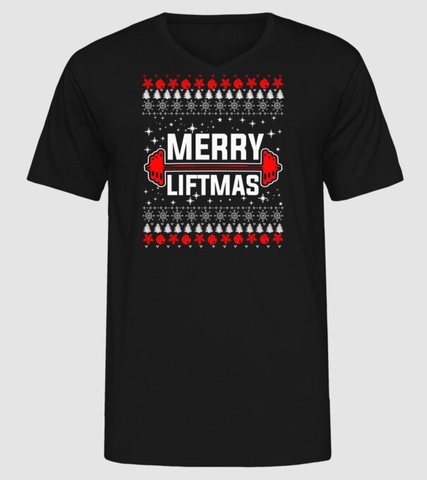 Merry liftmas 1 model negru pe tricou