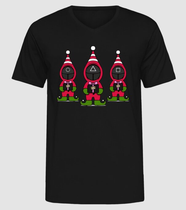 merry squid game model negru pe tricou
