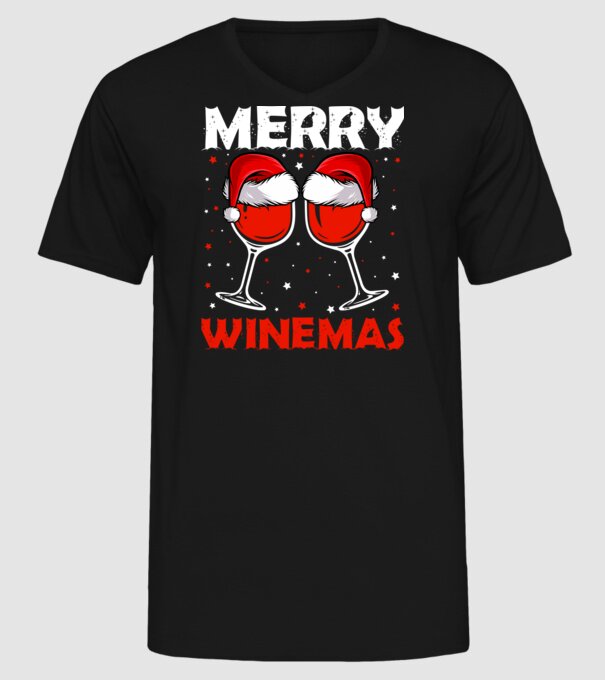 Merry winemas model negru pe tricou