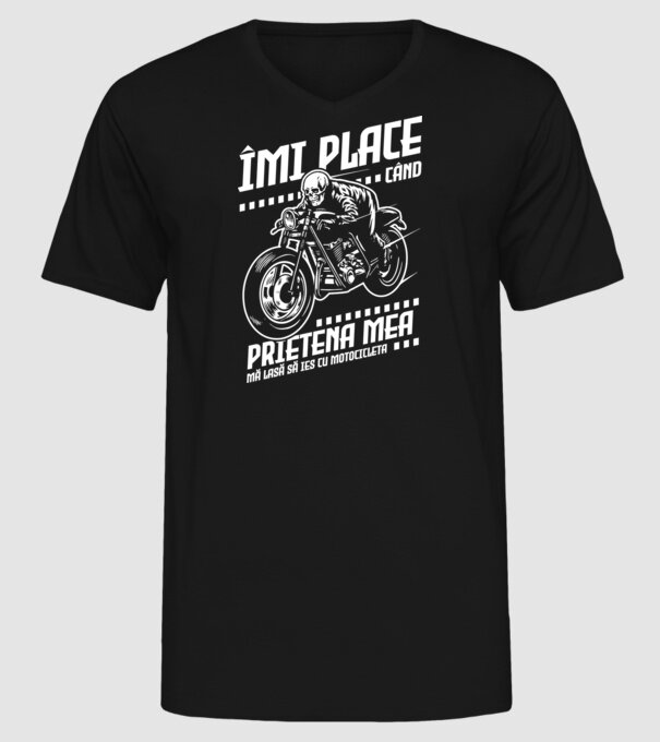 îmi place când prietena mea mă lasă să ies cu motocicleta model negru pe tricou