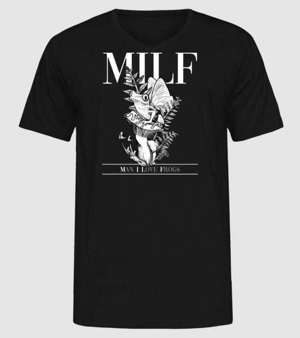 MILF man i love frogs model negru pe tricou
