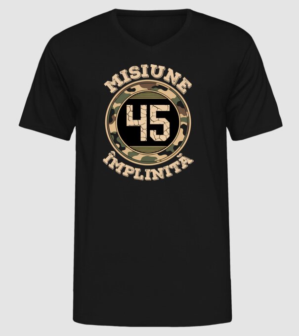 Misiune împlinită 45 model negru pe tricou