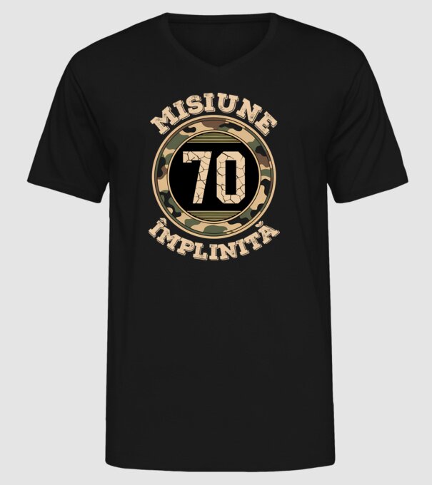 Misiune împlinită 70 model negru pe tricou