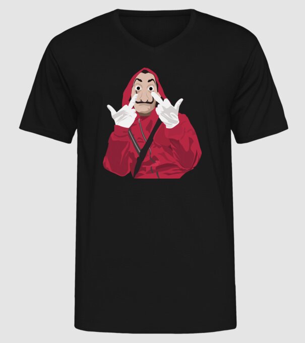 money heist fcku model negru pe tricou