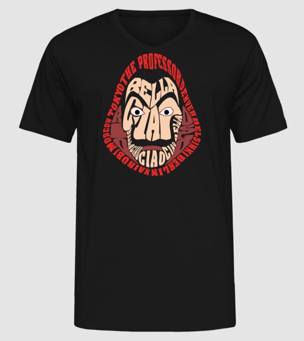 money heist logo names model negru pe tricou