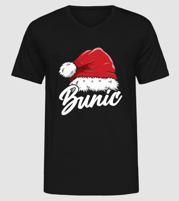 bunic Santa Hat model negru pe tricou
