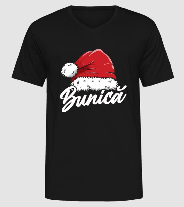 bunică Santa Hat model negru pe tricou