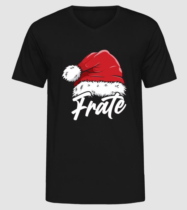 frate Santa Hat model negru pe tricou