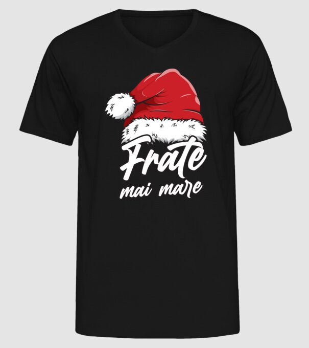 frate mai mare Santa Hat model negru pe tricou