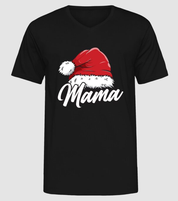 mama Santa Hat model negru pe tricou