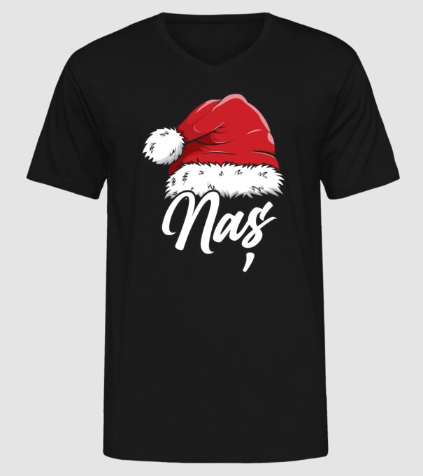 naș Santa Hat model negru pe tricou