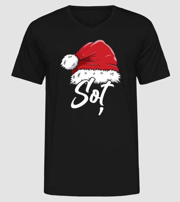 soț Santa Hat model negru pe tricou