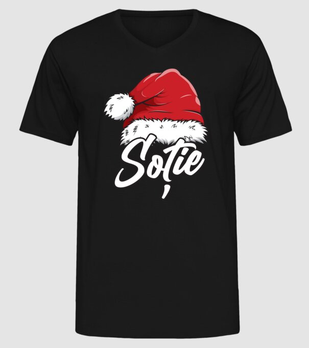 soție Santa Hat model negru pe tricou