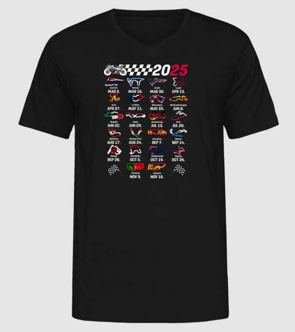MOTOGP 25 CALENDAR Negru model negru pe tricou