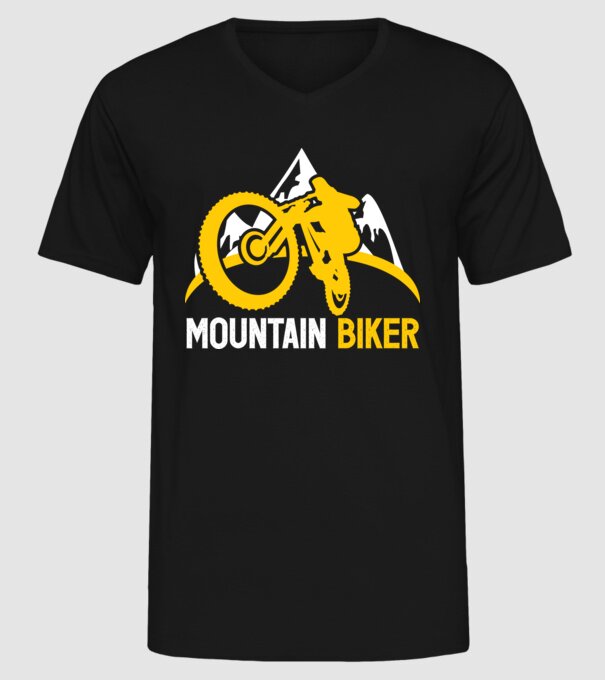 mountain biker model negru pe tricou