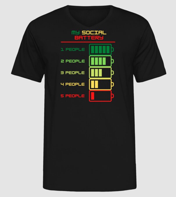 My social battery model negru pe tricou