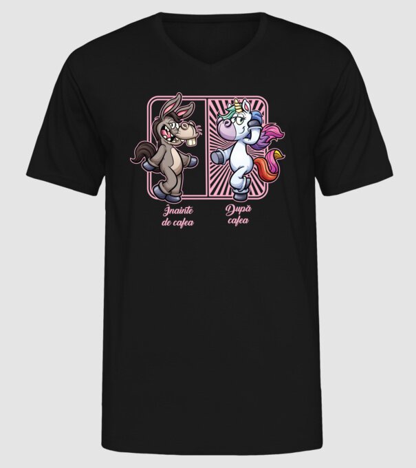 Înainte de cafea model negru pe tricou