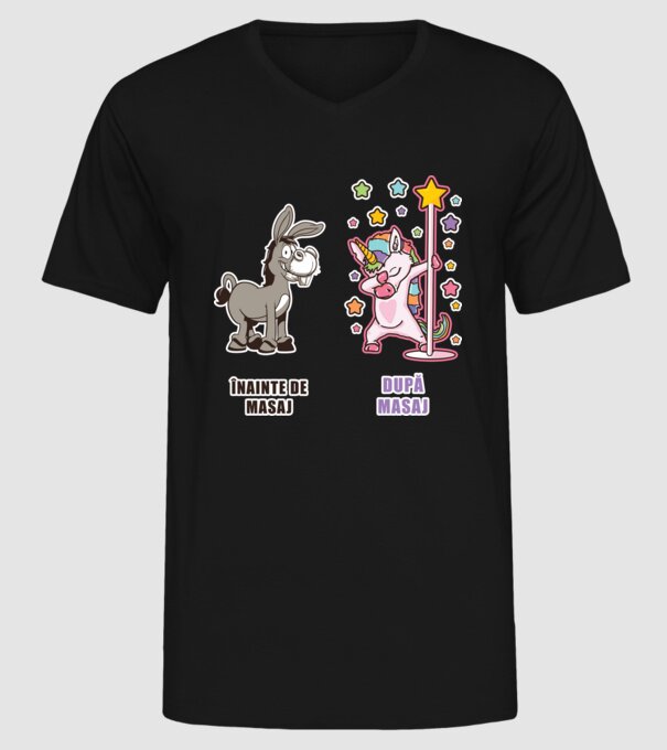 Înainte de masaj - După masaj model negru pe tricou