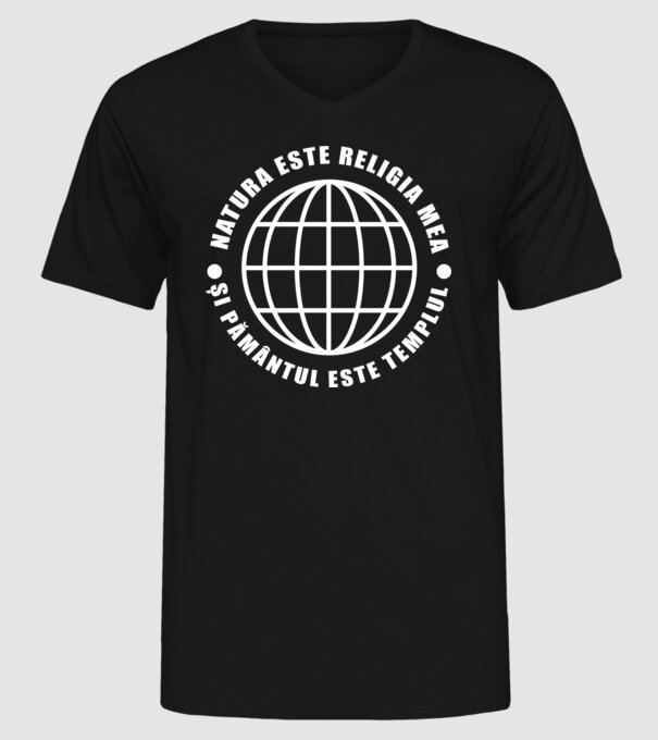 Natura este religia mea model negru pe tricou