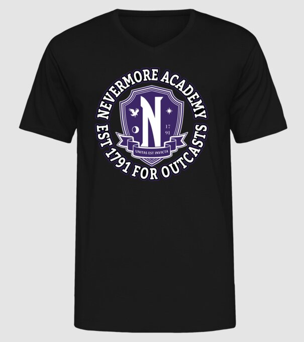 Nevermore academy model negru pe tricou