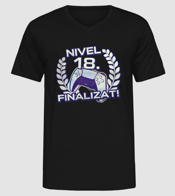 Nivel 18 finalizat! model negru pe tricou