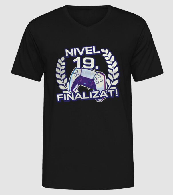 Nivel 19 finalizat! model negru pe tricou