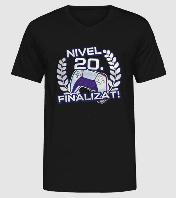 Nivel 20 finalizat! model negru pe tricou