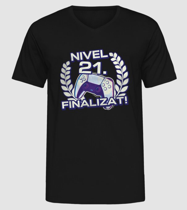 Nivel 21 finalizat! model negru pe tricou