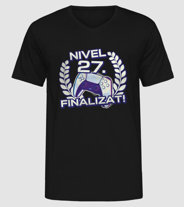 Nivel 27 finalizat! model negru pe tricou