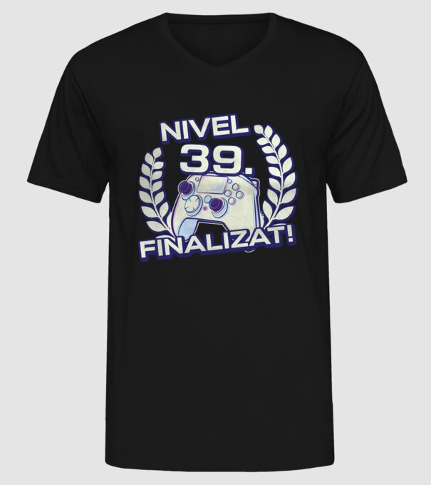 Nivel 39 finalizat! model negru pe tricou