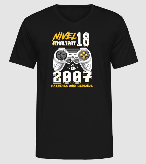 Nivel Finalizat 18 model negru pe tricou