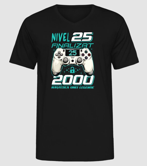 Nivel finalizat 25 2000 model negru pe tricou