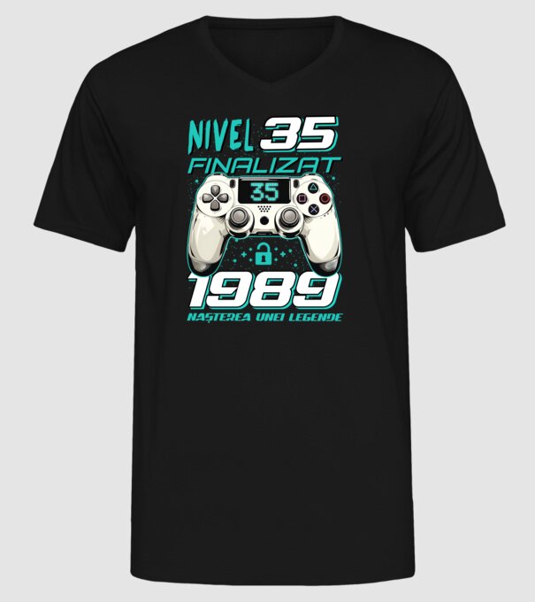 Nivel finalizat 35 1990 model negru pe tricou