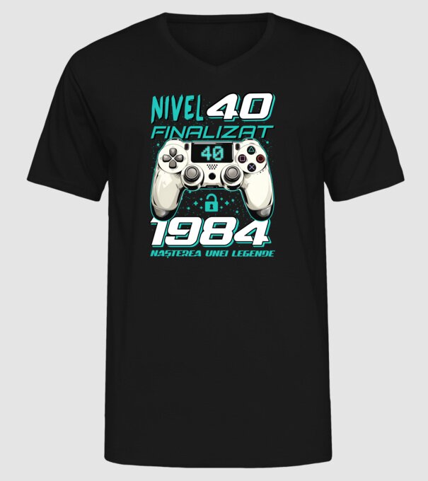 Nivel finalizat 40 1985 model negru pe tricou