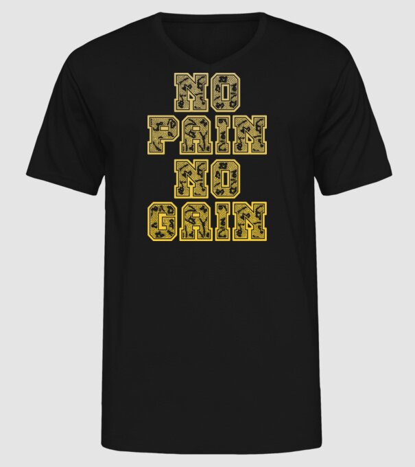 No Pain No Gain model negru pe tricou