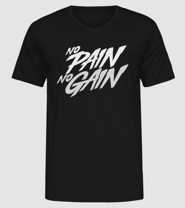 No Pain No Gain typography model negru pe tricou