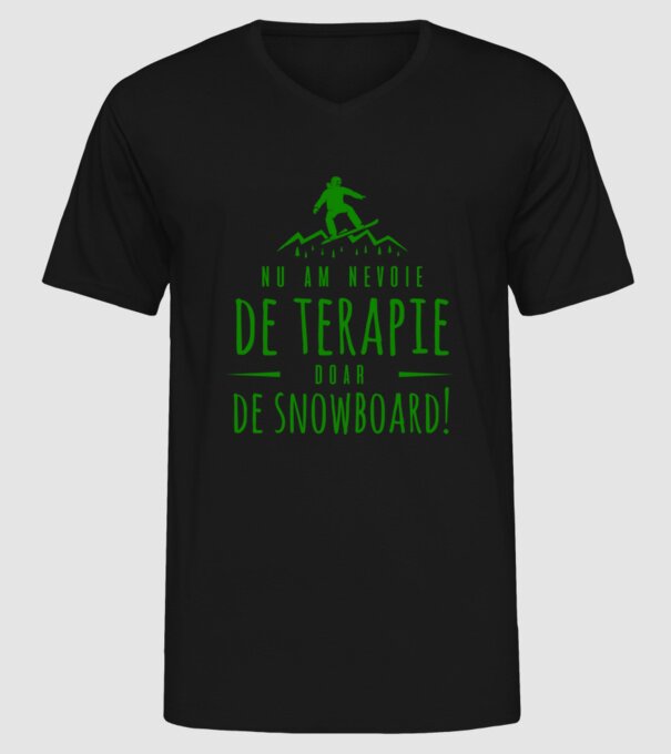 nu am nevoie de terapie doar de snowboard! model negru pe tricou