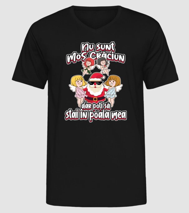 Nu sunt Moș Crăciun, dar poți să stai în poala mea model negru pe tricou