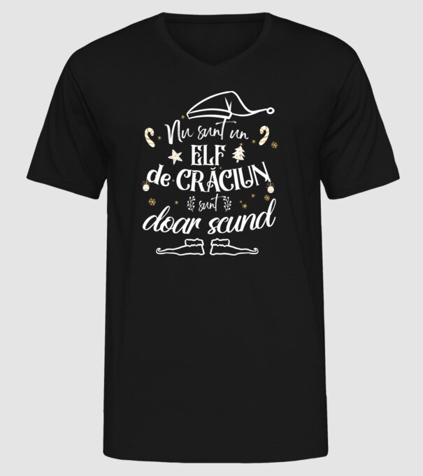 Nu sunt un elf de Crăciun, sunt doar scund Negru model negru pe tricou